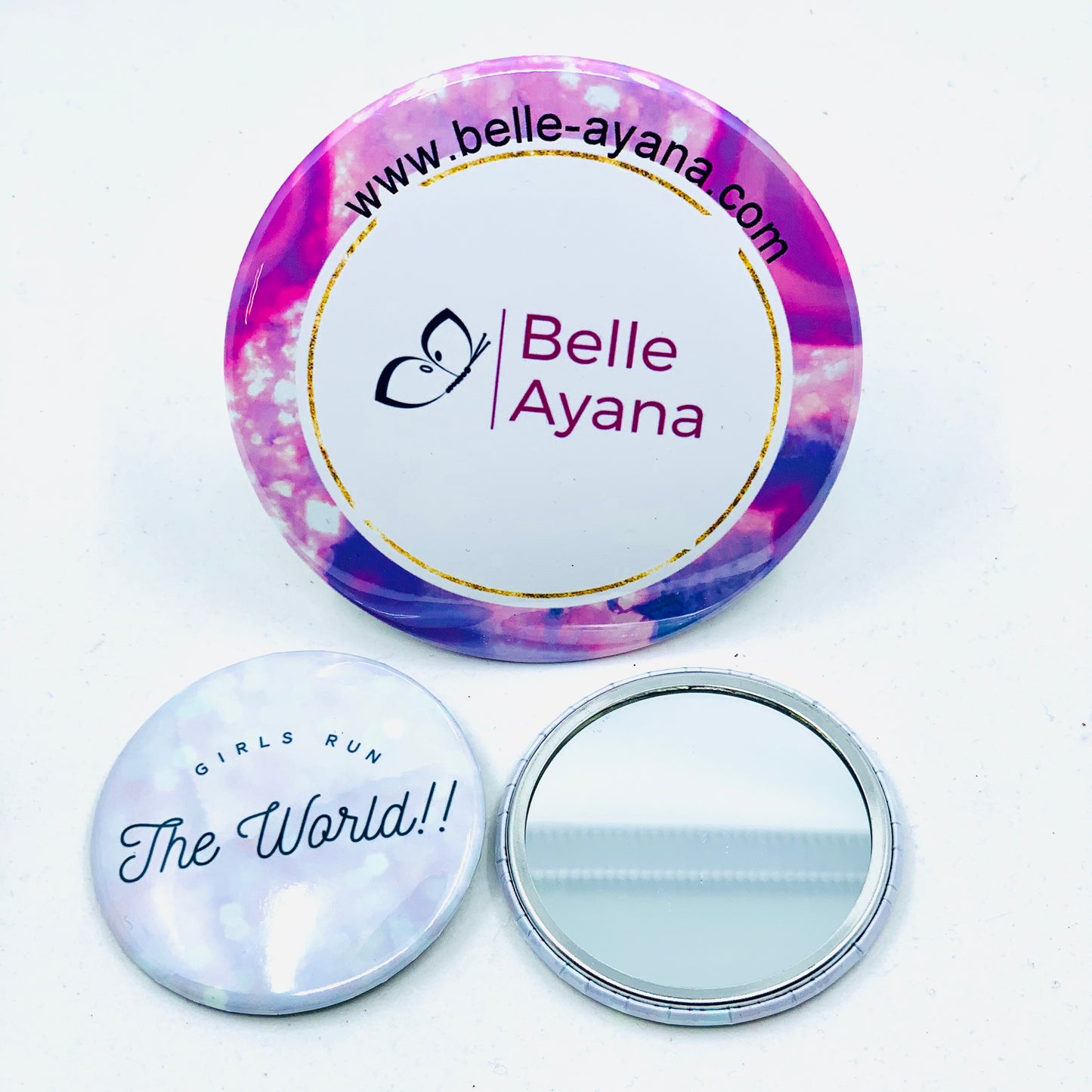 Button Pin Mirror - “Girls Run the World”