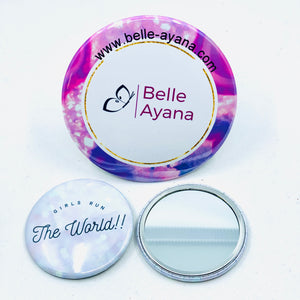 Button Pin Mirror - “Girls Run the World”