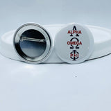 Alpha Omega Phi Button Pin (Greek Letter)